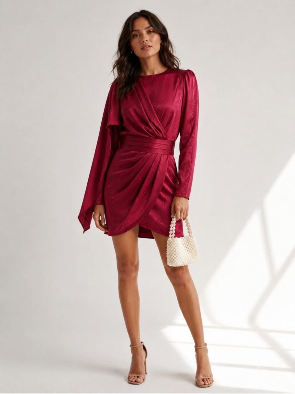 Ronny Kobo Shanaya Cocktail Dress in Cranberry Size Small